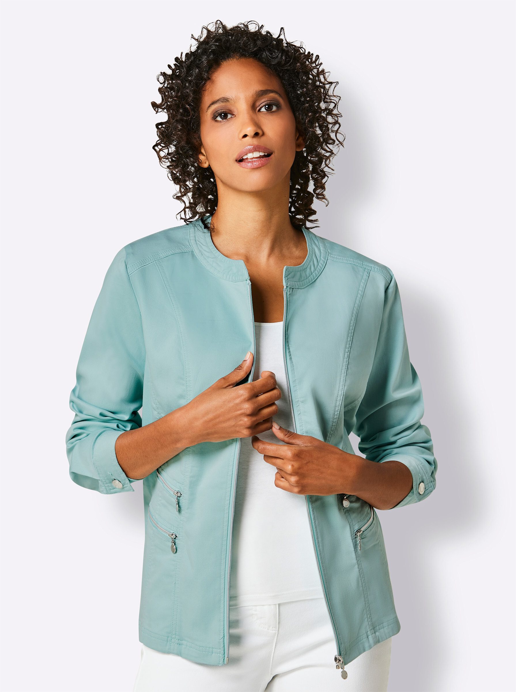 creation L Blusenblazer Baumwoll-Lyocell-Jeans-Blazer Langarm günstig online kaufen