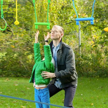 COSTWAY Slackline, 15m Kinder Ninja-Hindernis-Set hängende 9 Hindernisse