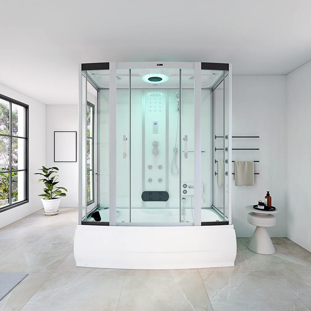 HOME DELUXE Dampfdusche Duschtempel DIAMOND mit Whirlpoolfunktion und LED-Beleuchtung, BxT: 170x90 cm, Einscheibensicherheitsglas, Regendusche & Fußmassage, Dampfsauna, Komplettdusche, Whirlwanne