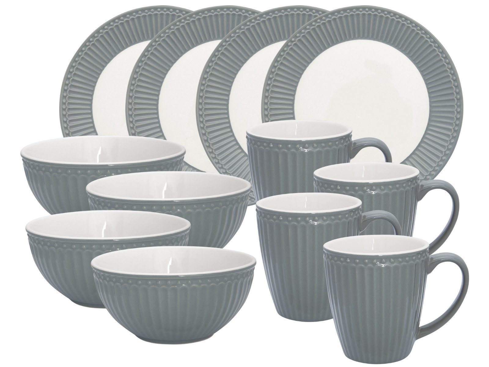 Greengate Frühstücks-Set Alice Frühstücksset stone grey 12tlg