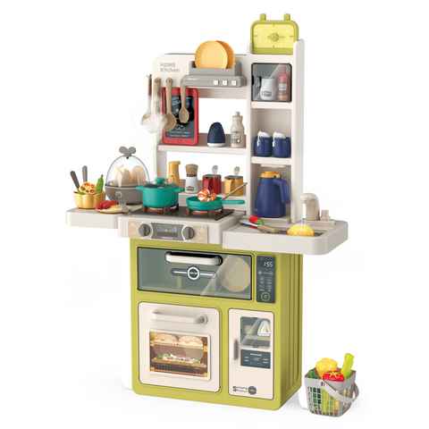 Esun Spielküche Kinderküche mit Küchenzubehör, Licht, Spray, Sound und Wassereffekten, Spielküche, Kinderküche Grün