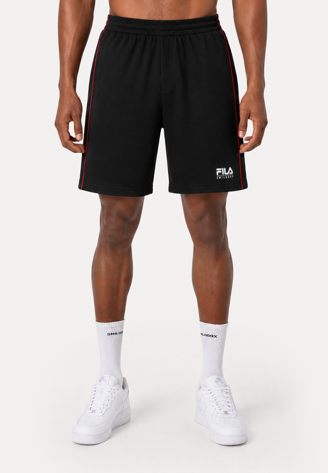 Smilodox Shorts Iseo Herren, FILA Jogger, Regular Fit, Baumwolle, für Sport, Freizeit FILA Kollaboration, Side Stripes, Rippbund, Tapered Leg