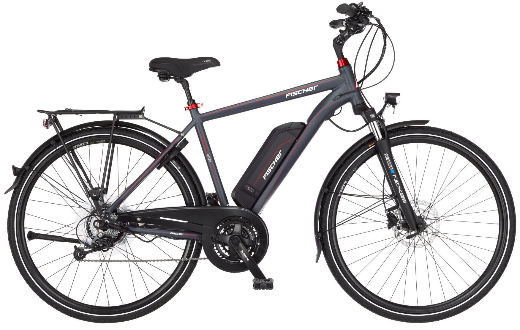 FISCHER Fahrrad E-Bike VIATOR ETH 2222 557, 24 Gang Shimano Altus Schaltwerk, Kettenschaltung, Heckmotor, 557 Wh Akku, Pedelec, Elektrofahrrad für Herren, Trekkingrad