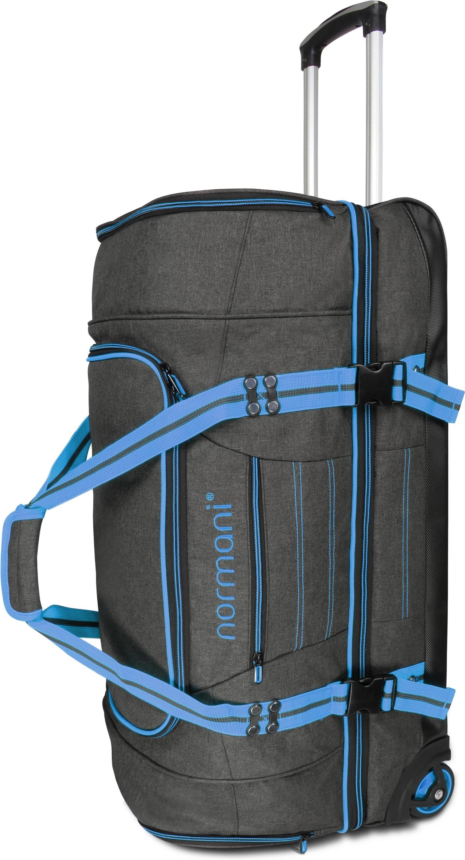 Reisetasche Blau 90, l 5 Trolley Fächern normani Reisetasche Kompass mit Rollen und 90