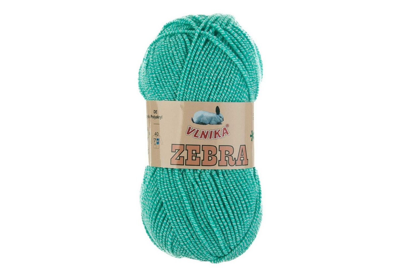 Thumbnail - VLNIKA 5 x 100g Strickgarn Vlnika Zebra zweifarbig Häkelwolle, 195 m, 420 türkisgrün weiß