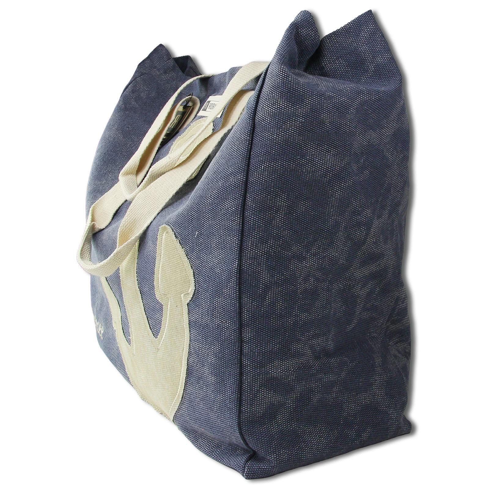 Robin Ruth Schultertasche Robin Ruth Schultertasche Baumwolle (Schultertasche), Damen Baumwolle-Polyester Schultertasche, jeansblau, beige ca. 47,5cm
