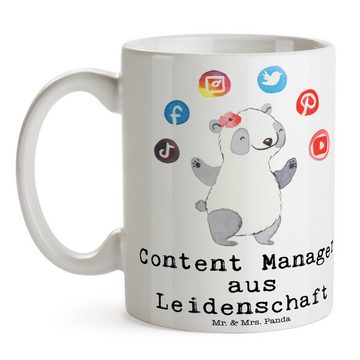 Mr. & Mrs. Panda Tasse Content Manager Leidenschaft - Weiß - Geschenk, Firma, Rente, Büro Ta, Keramik, Exklusive Motive
