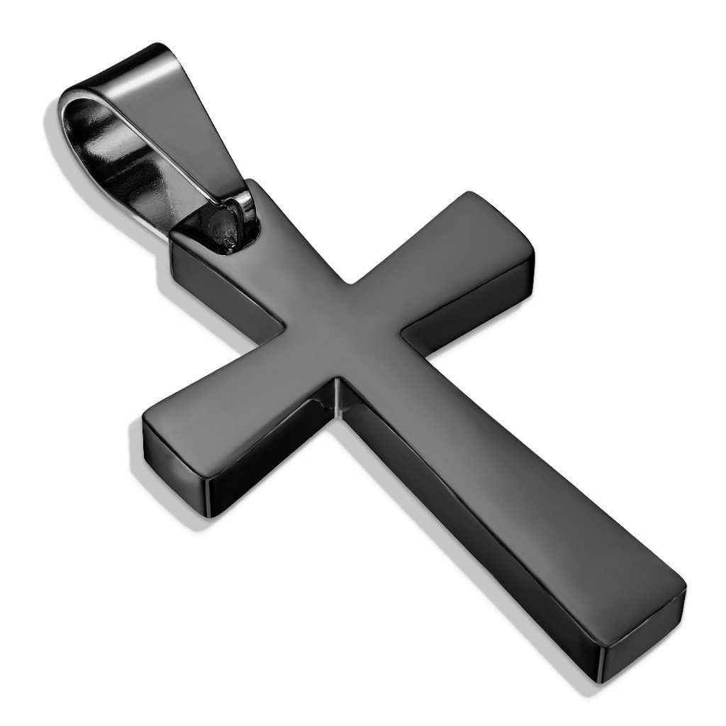 BUNGSA Anhänger Set Anhänger Kreuz schwarz aus Edelstahl Unisex (1-tlg), Pendant Halsketten