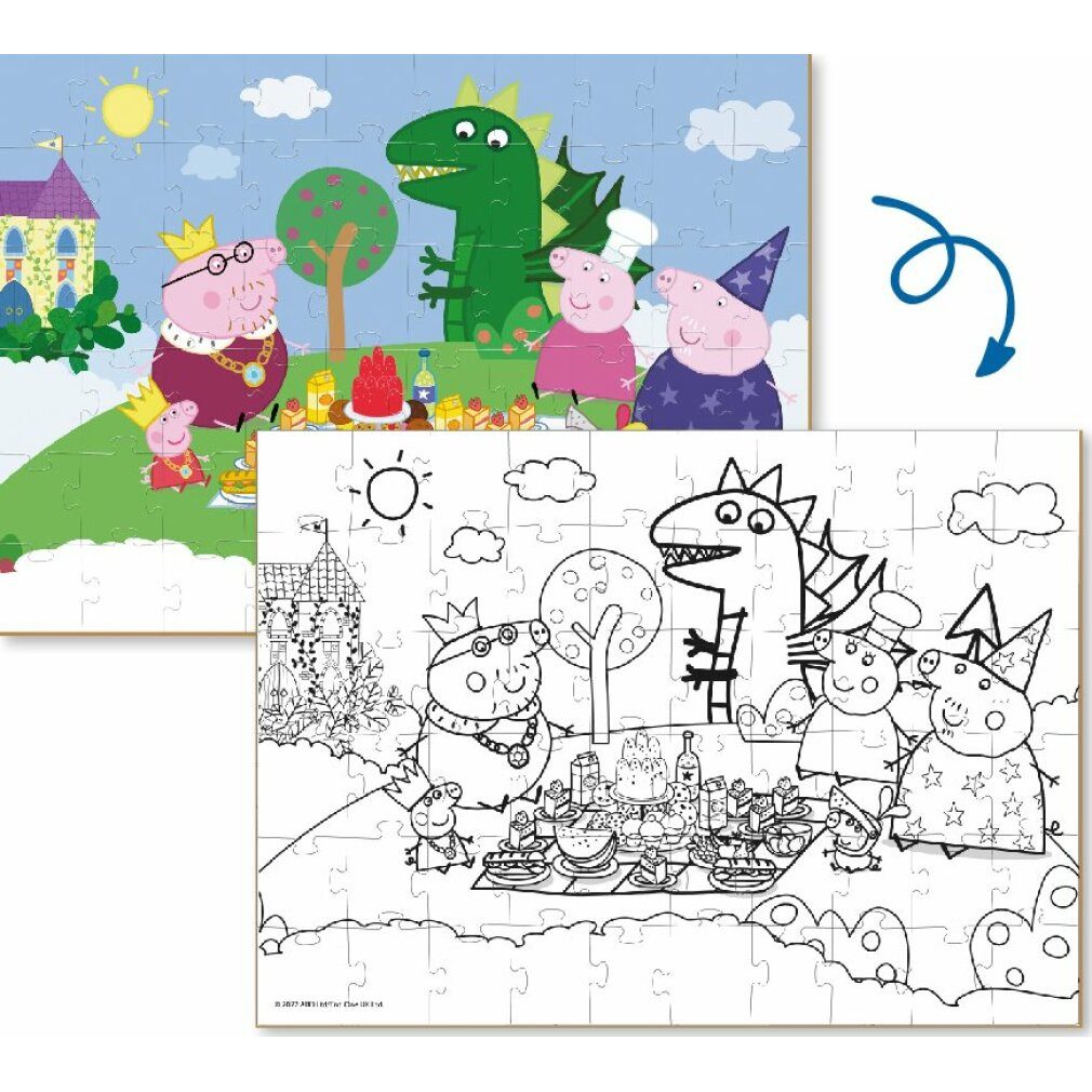 dodo Puzzle DODO Doppelseitiges Puzzle Peppa Pig: Picknick 60 Teile, Puzzleteile