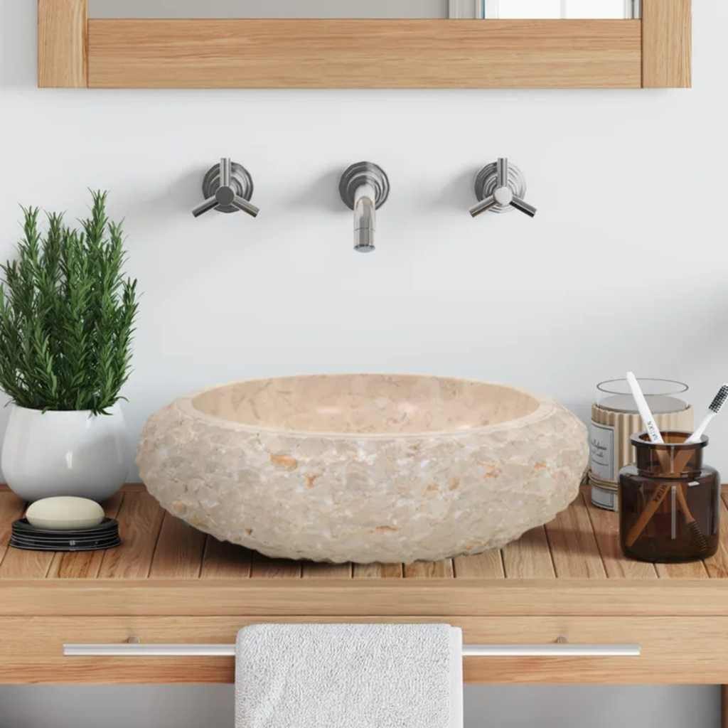 vidaXL Waschbecken Waschbecken 40x12 cm Marmor Creme