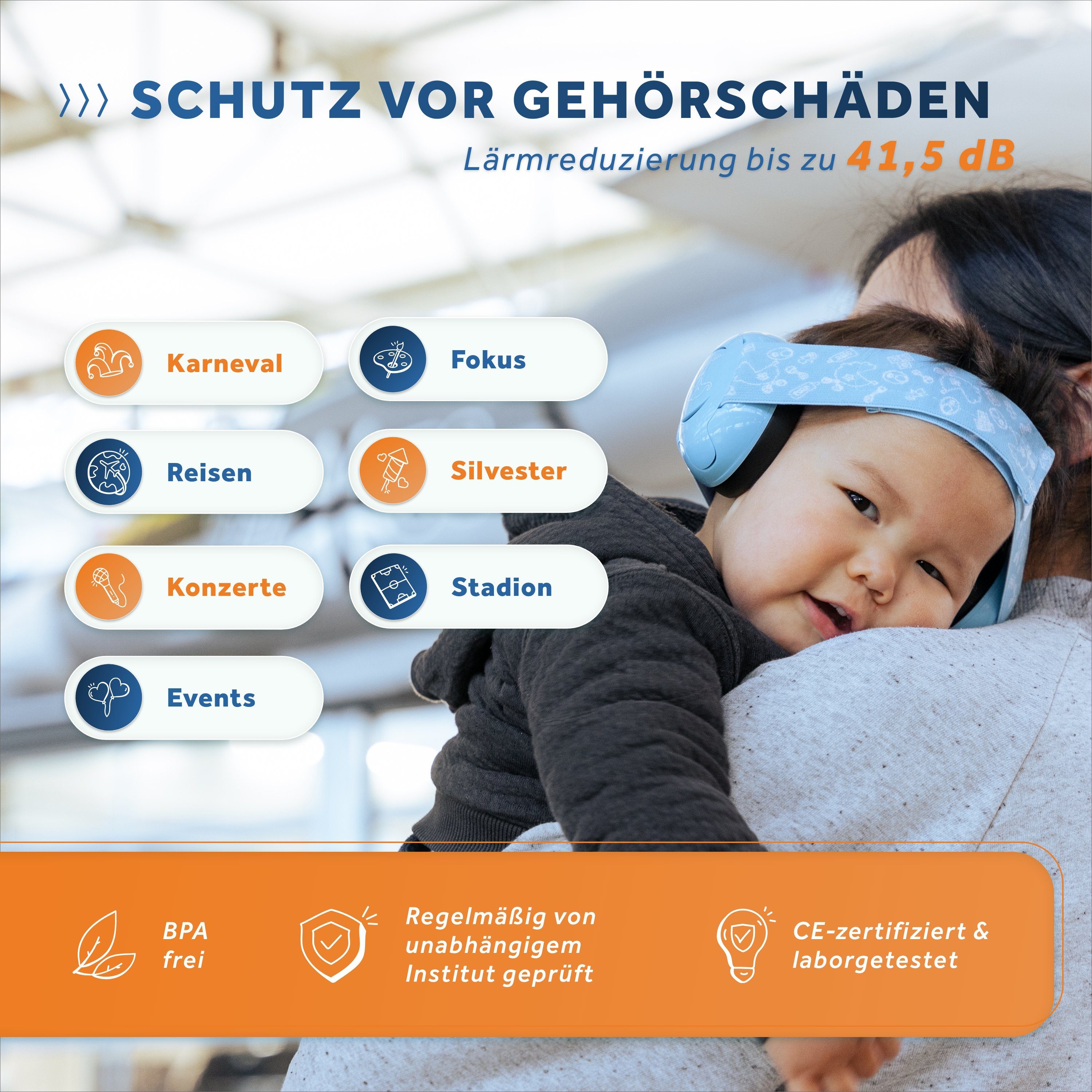 Blau Kapselgehörschutz Schallwerk Kapselgehörschutz Schallwerk® Kinder Mini+ – für Gehörschutz Kleinkind