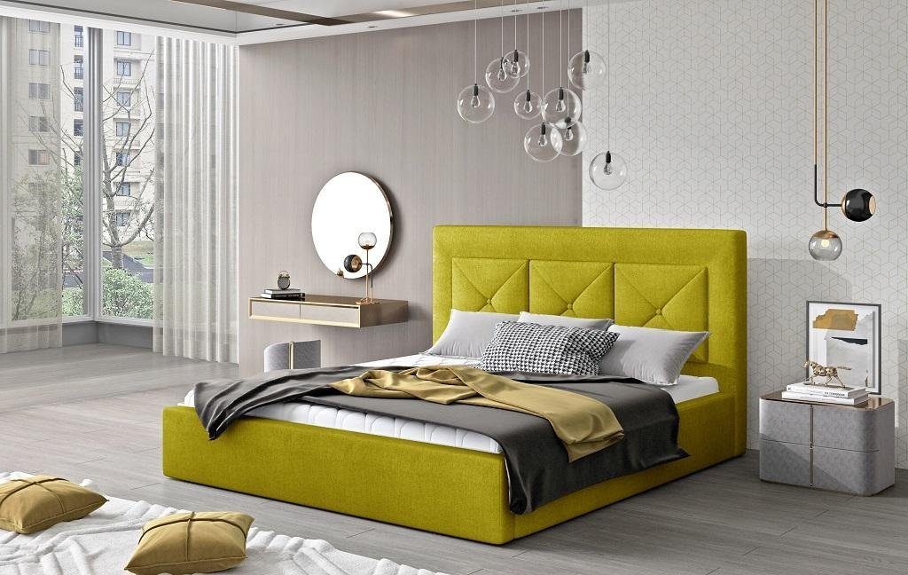 JVmoebel Bett Klassisches Bett Holz 220x220 Gelb Modern Hotel Doppel Betten Stil