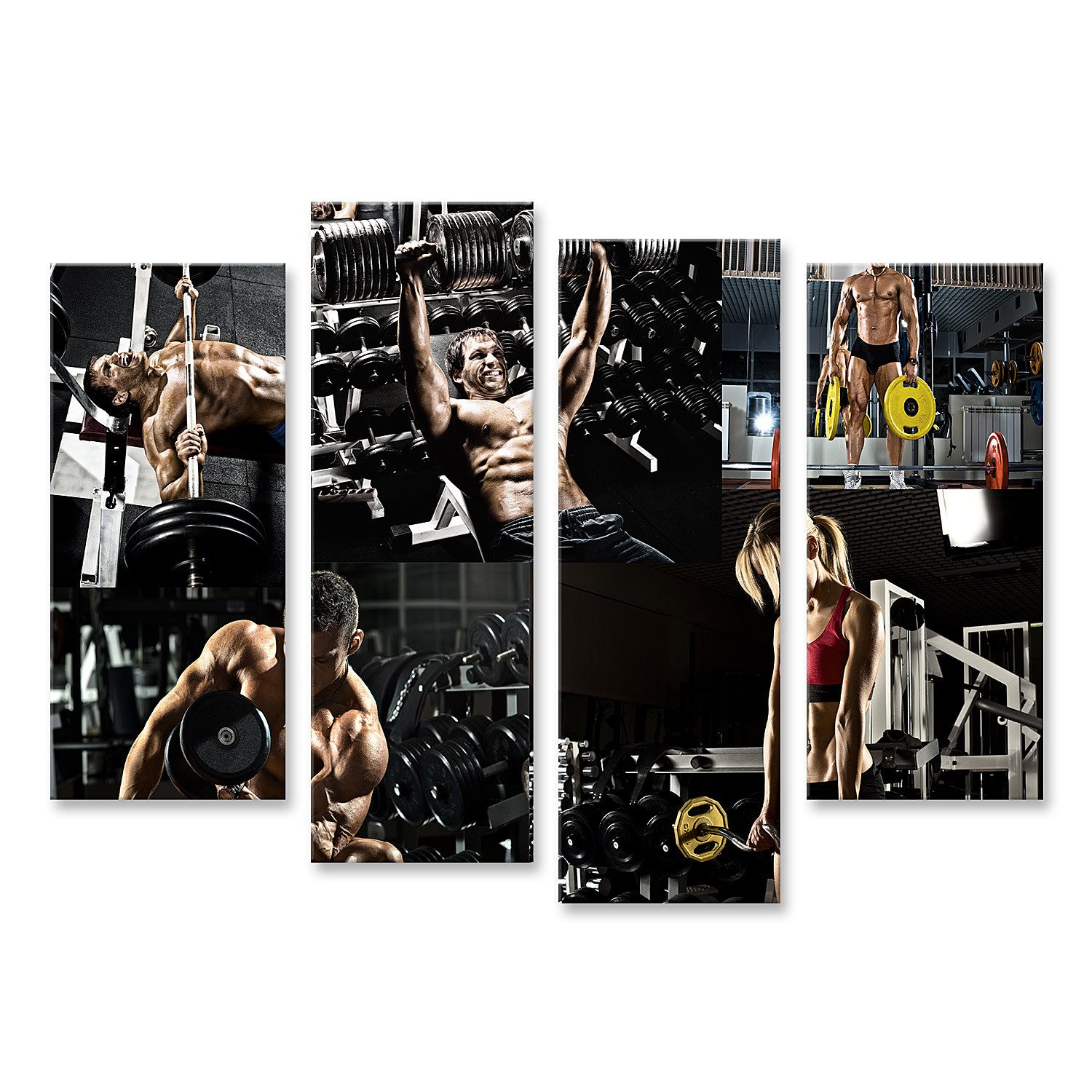 islandburner Leinwandbild Bodybuilding Ausführung Übung Presse Gewicht Gym Collage Fot Bilder