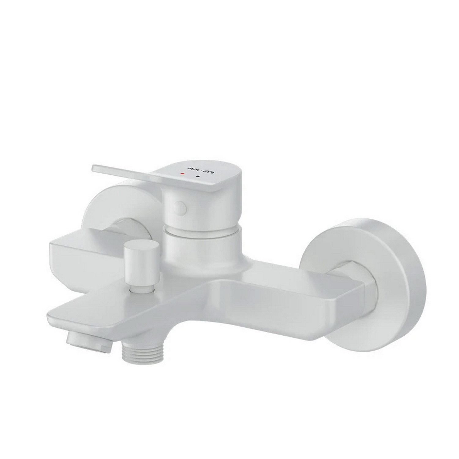 AM.PM Badarmatur Bad Armatur Wannenarmatur X-JOY Mischbatterie Wasserhahn Badewanne (Badezimmerarmatur Badewannenarmatur mit Duschschlauchanschluss Weiß, Einhebelmischer mit Auslauf) inkl. 2 x Abdeckrosetten