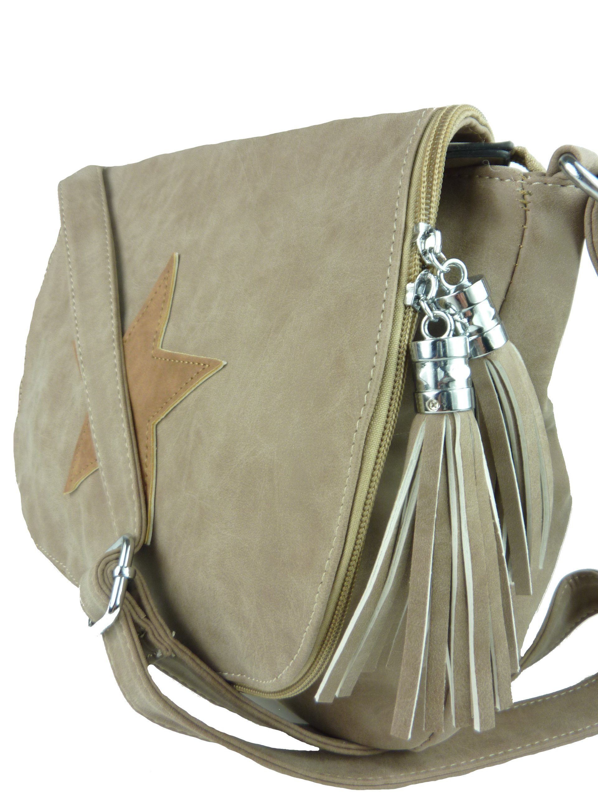 Taschen4life Umhängetasche Damen Tasche 8396, mit Stern Applikation, verstellbarer Trageriemen (Schultertasche)