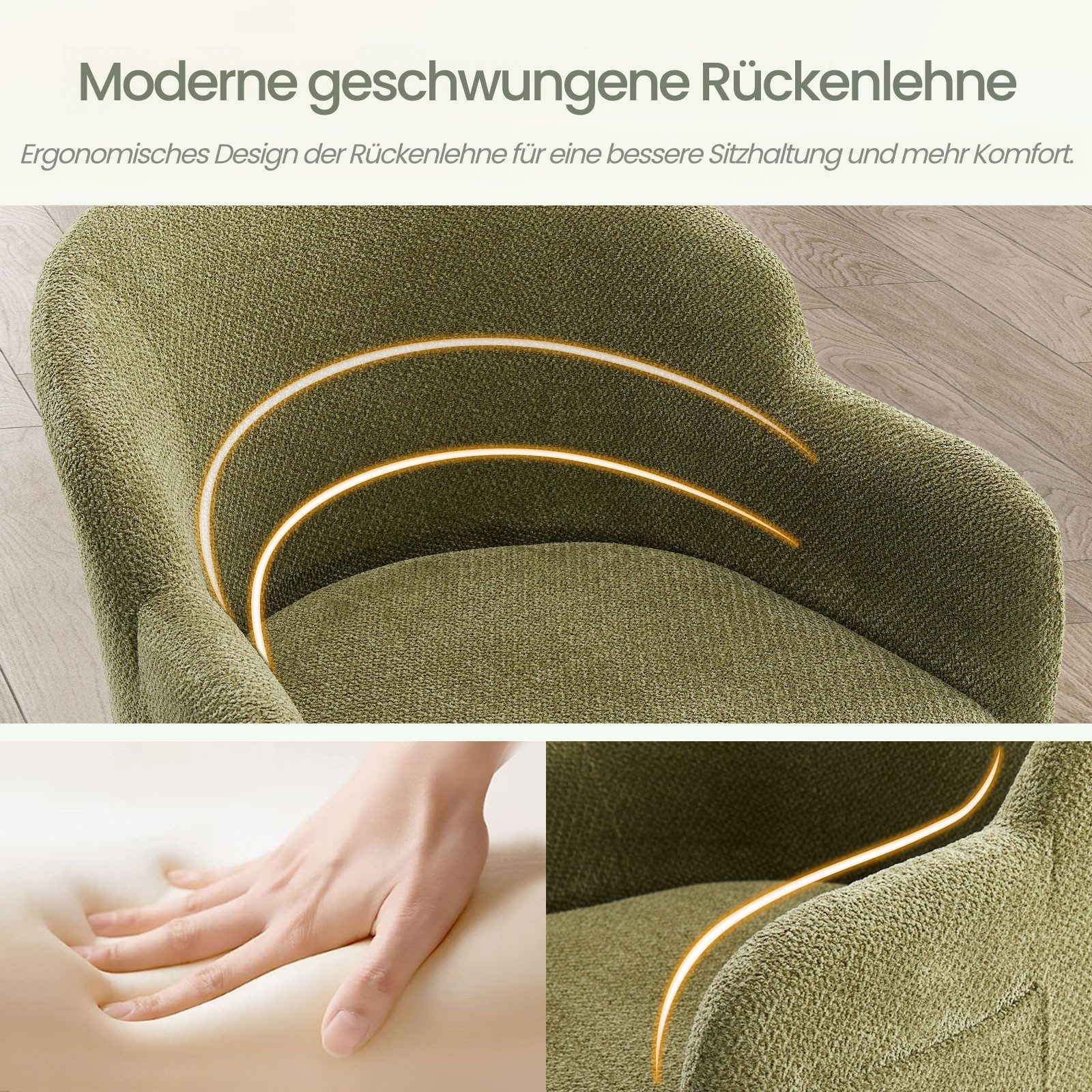 IWMH Bürostuhl Schreibtischstuhl mit Armlehnen, Höhenverstellbar Drehstuhl, Stuhl für Schminktisch, Homeoffice – Bild 3 von 5