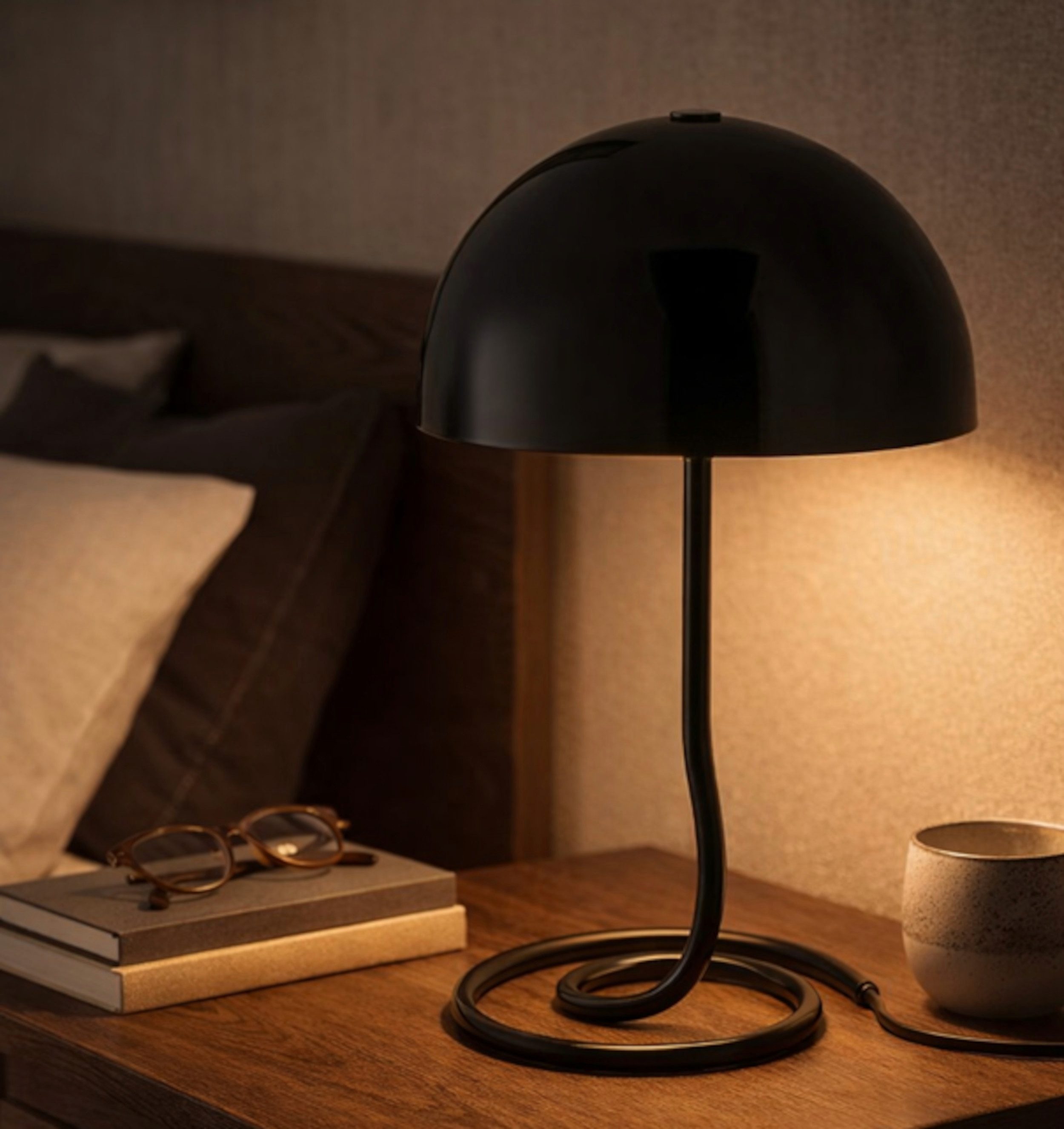 OTTO home Tischleuchte Charlett Pilz Lampe, ohne Leuchtmittel, Tischlampe, Ø 20 cm, Höhe 31 cm, Metall, Spiralfuß, Pilzleuchte, G9