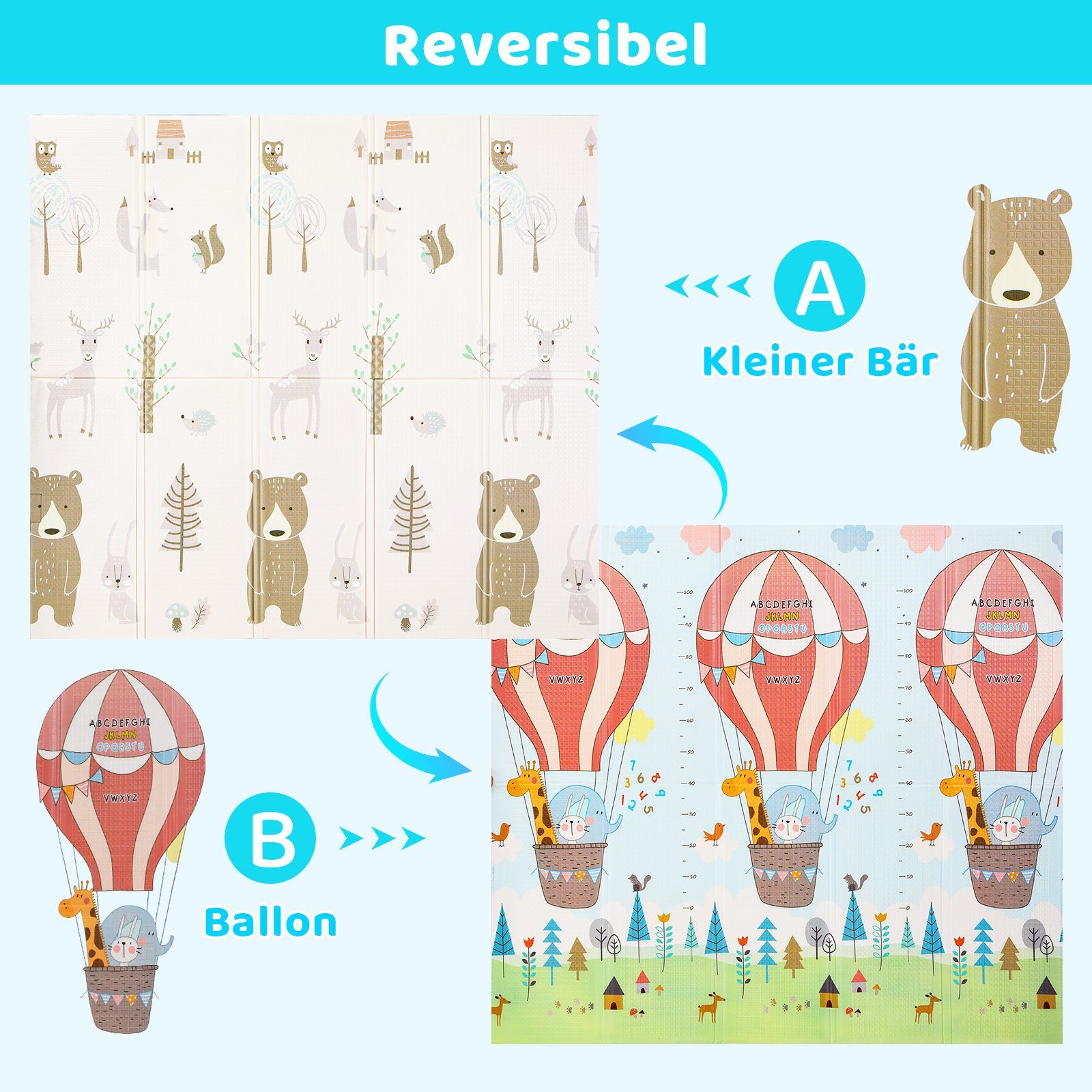 TLGREEN Spielmatte Krabbelmatte Baby, Kinder Spielteppich Faltbarer