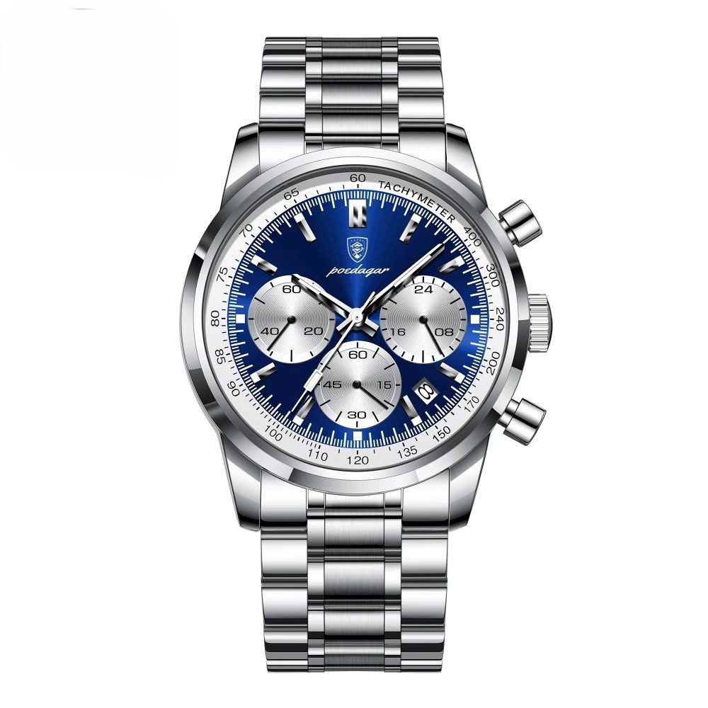 POEDAGAR Quarzuhr Poedagar Herren-Armbanduhr Chronograph Quarz Edelstahl 921