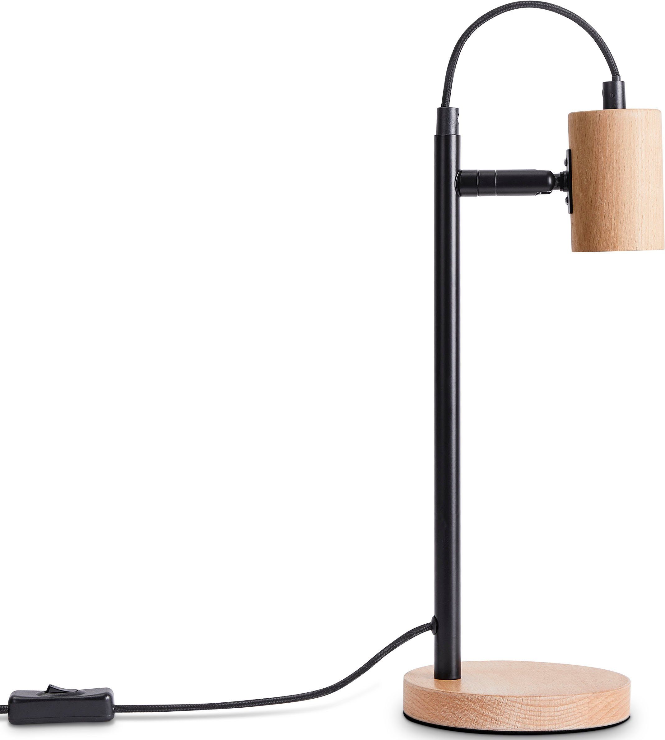 Paco Home Tischleuchte ACHIM, ohne Leuchtmittel, LED Wohnzimmer Schlafzimmer Modern Zeitlos Deko Holz E27 | Tischlampen