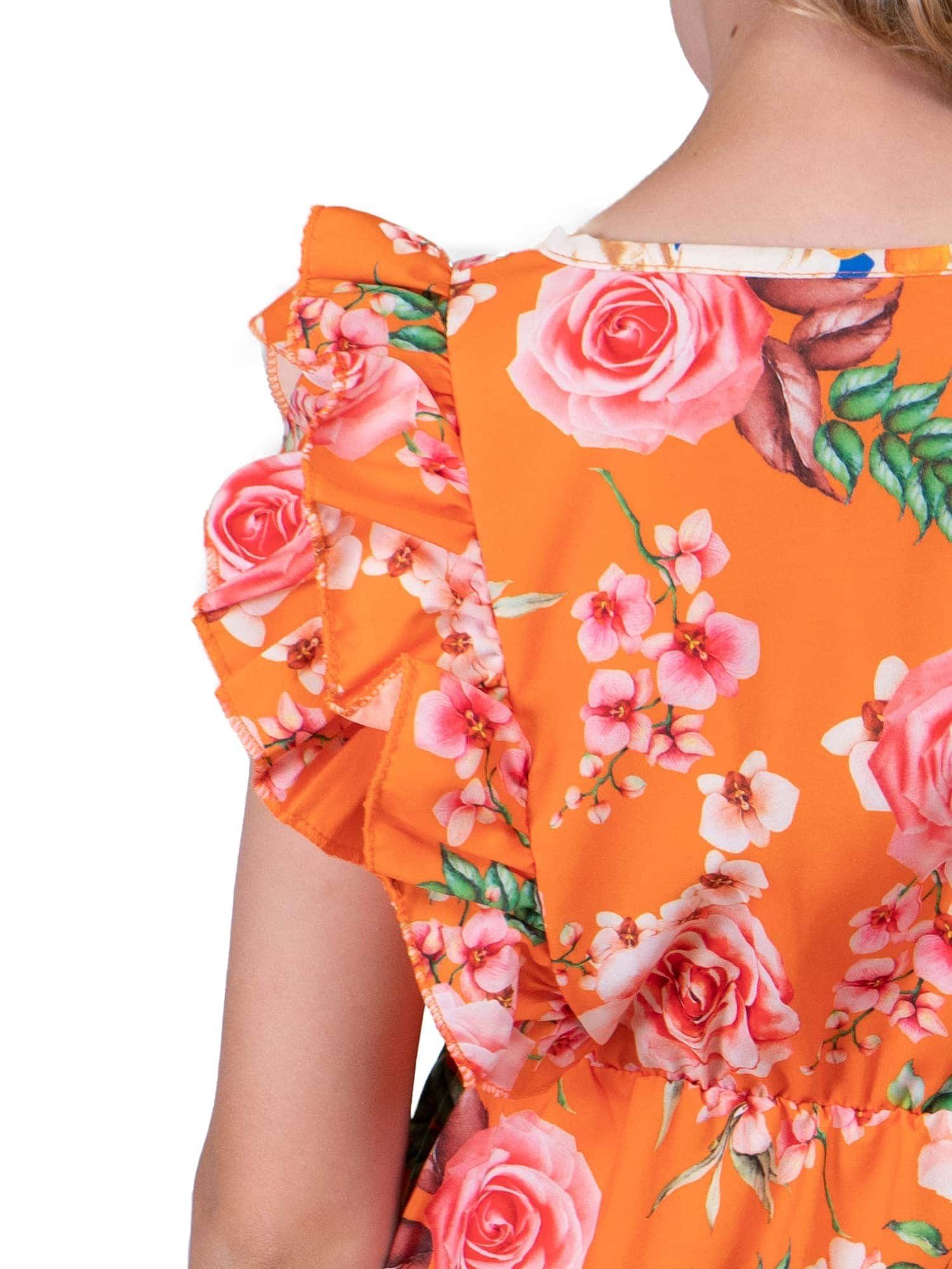 KMISSO Jerseykleid tragen Orange Rosenmotiv bequem Kleid Mädchen (1-tlg) zu