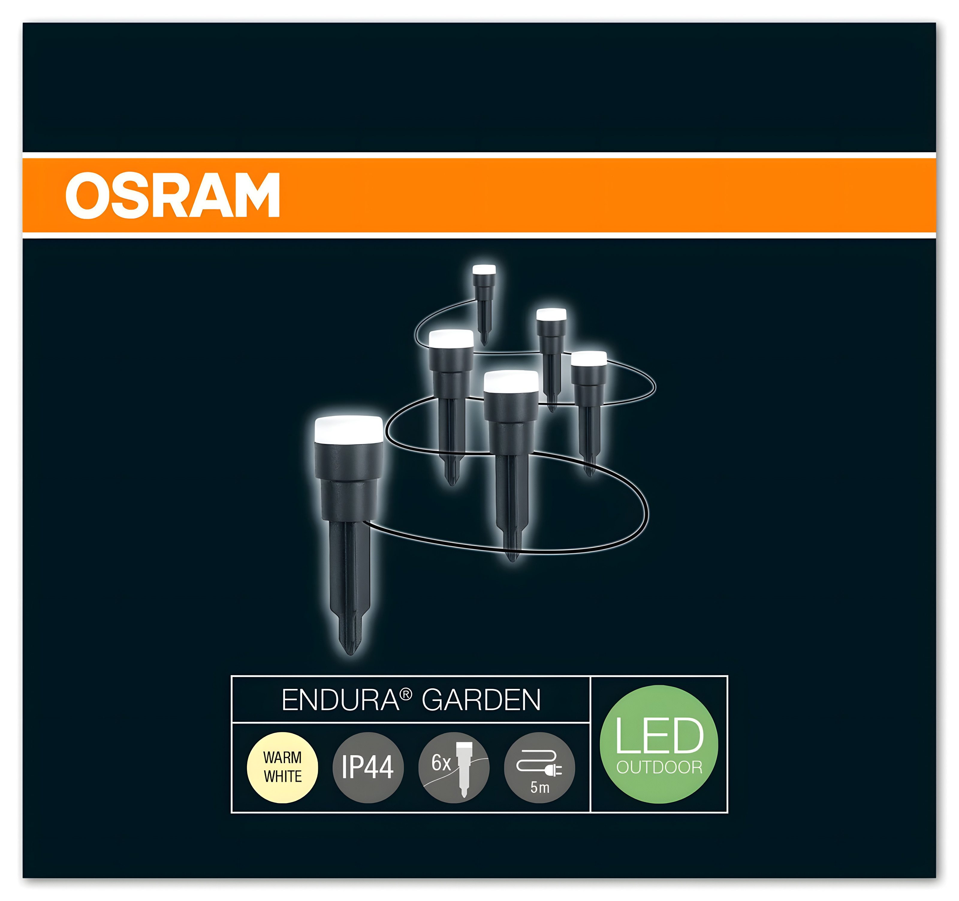 Osram LED Gartenstrahler OSRAM LED Garten Lichterkette Endura DOT, LED fest integriert, warmweiss 3000K