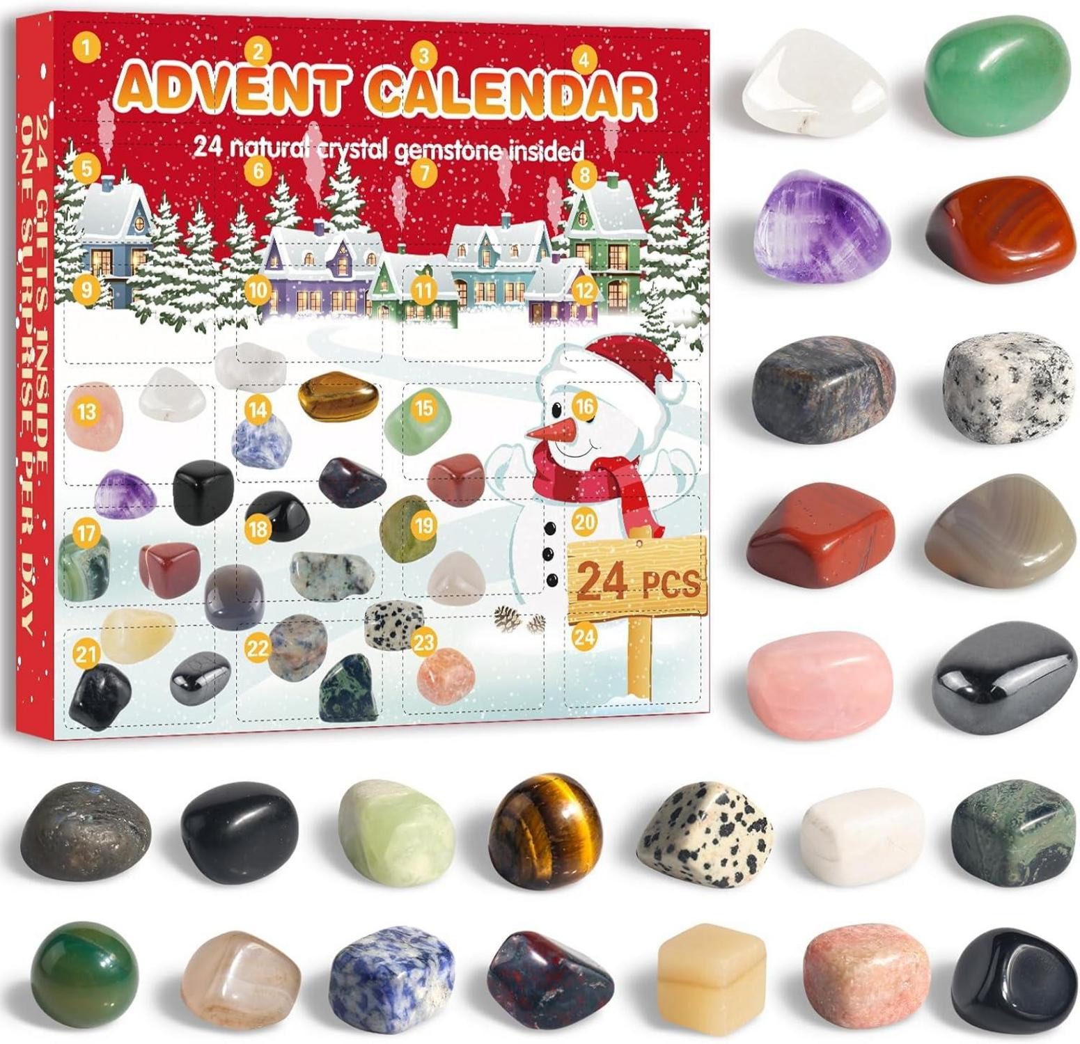 Adventskalender Adventskalender Kristalle 2024 für Kinder mit 24 Natürlichen Edelstein
