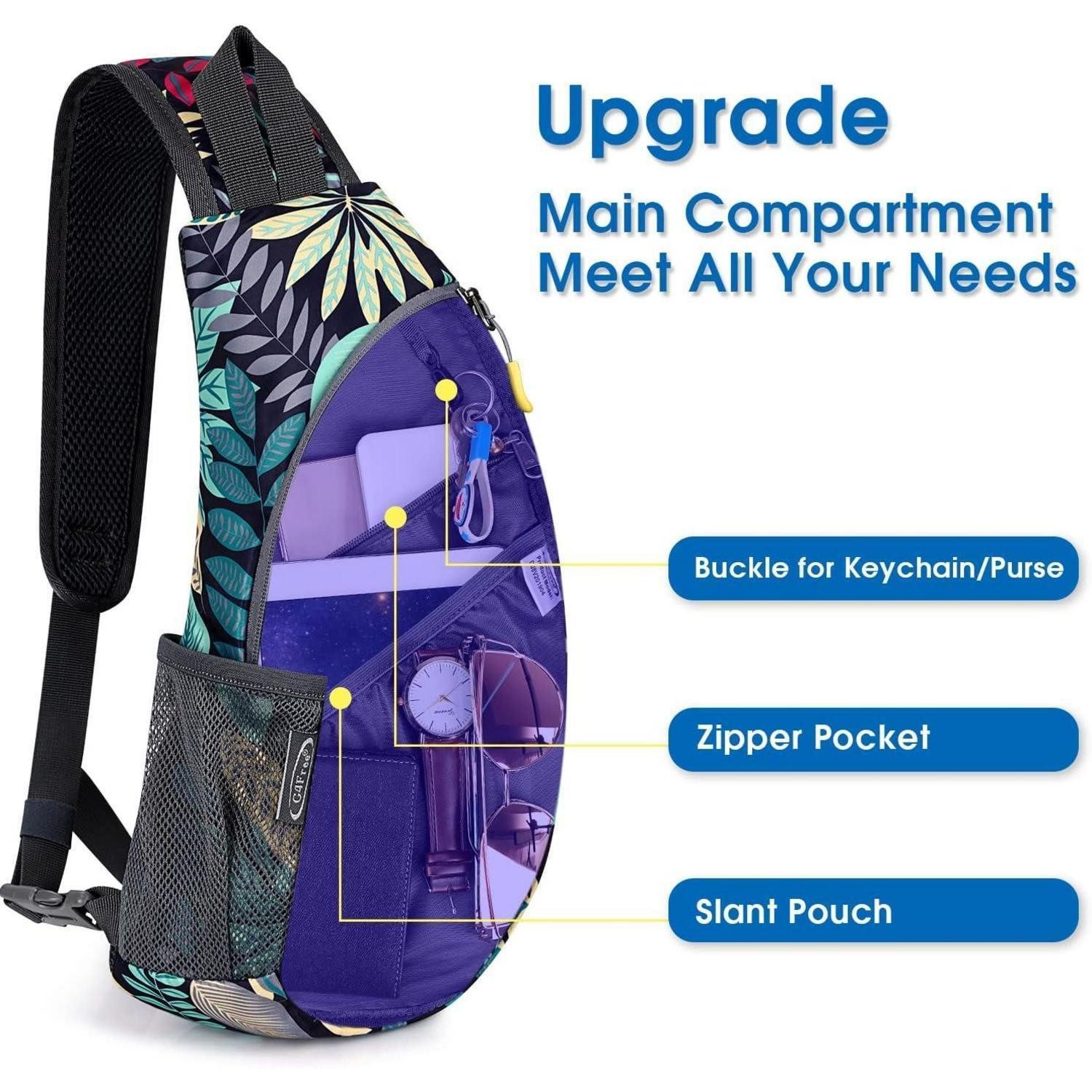 LuxusKollektion Minirucksack Rucksack Sling Brusttasche Wandern Radfahren S Blaues Ahornblatt