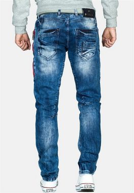 Cipo & Baxx Regular-fit-Jeans Cargo Hose BA-CD478 Stonewashed mit Ziernähten