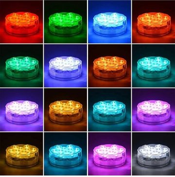 Ailiebe Design Pool-Lampe RGB LED-Unterwasserbeleuchtung Tauchlicht mit Fernbedienung 2er Set, LED fest integriert, Wasserdicht Farbwechsel Dimmbar Badewanne Aquarium Pool Brunnen Teich