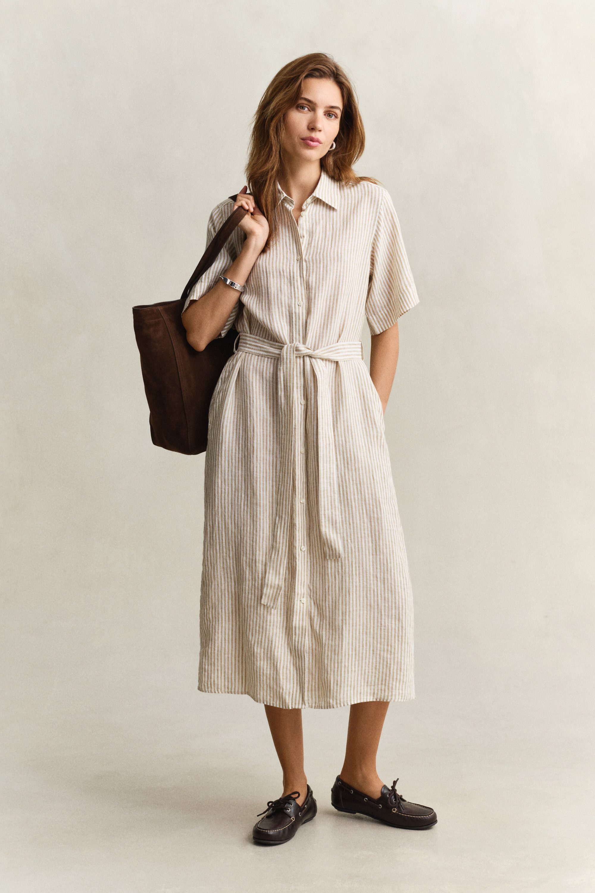 Gant Hemdblusenkleid STRIPED LINEN Regular fit mit Bindegürtel – Bild 4 von 5