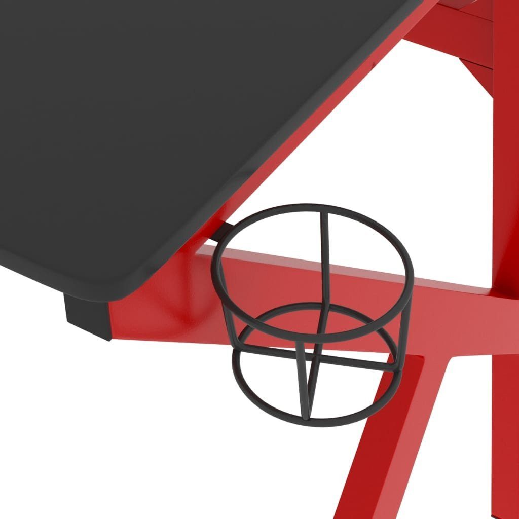 Schreibtisch Schwarz | 110x60x75 mit vidaXL rot rot Schwarz Rot Gaming-Schreibtisch und und und cm Schwarz K-Gestell
