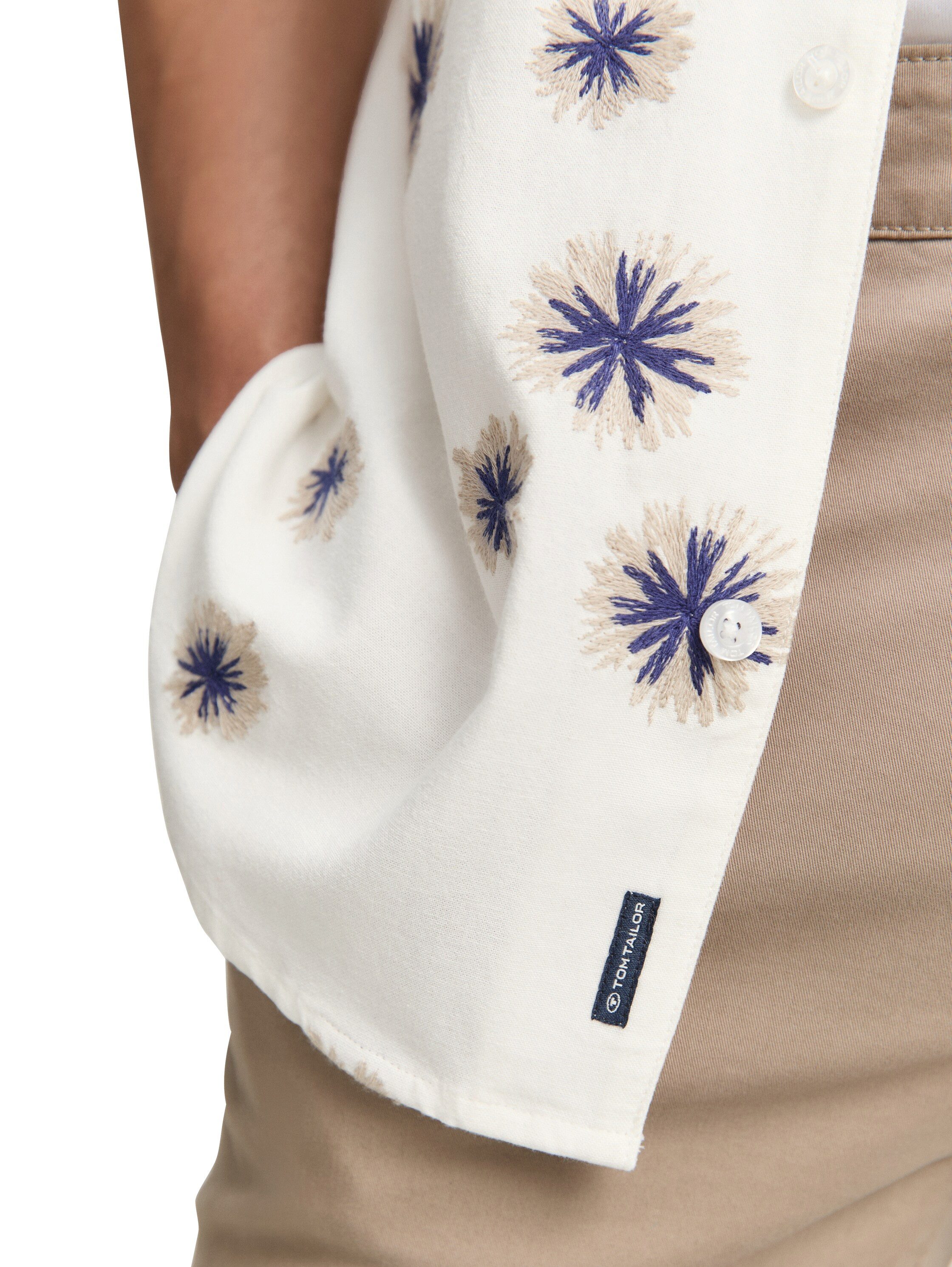 TOM TAILOR Kurzarmhemd mit floralen Prints und Viskose