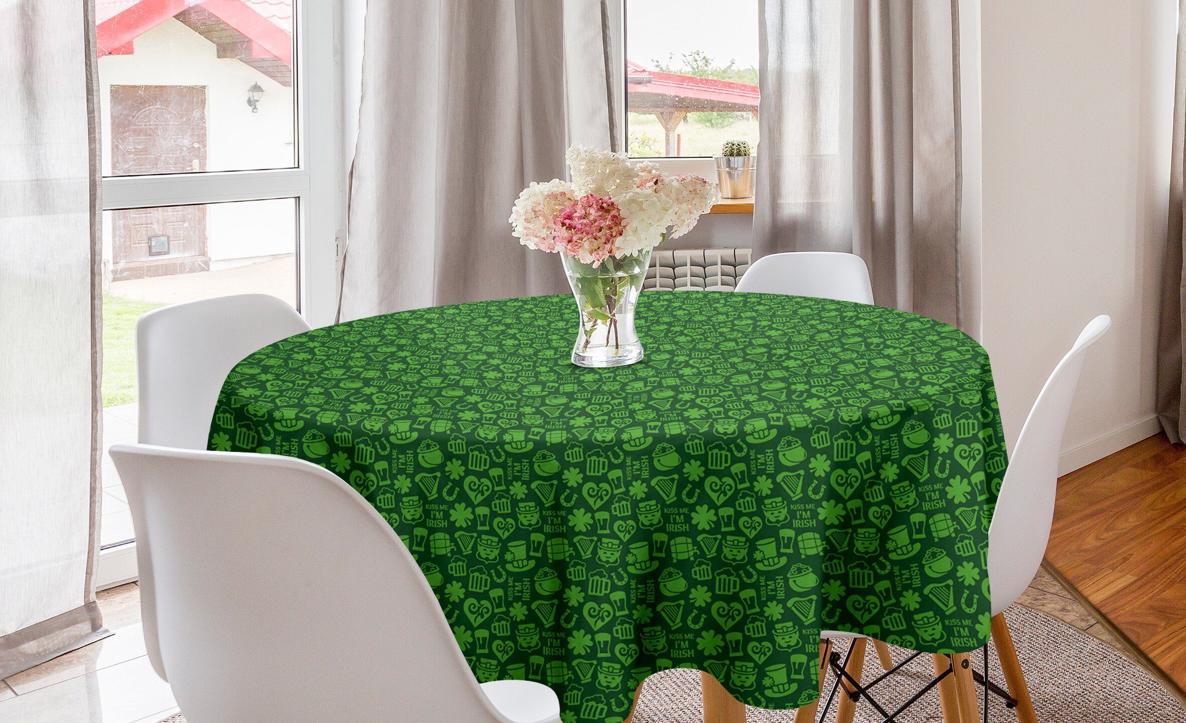 Abakuhaus Tischdecke Kreis Tischdecke Abdeckung für Esszimmer Küche Dekoration, irisch Küssen Sie mich, den ich irische Humor