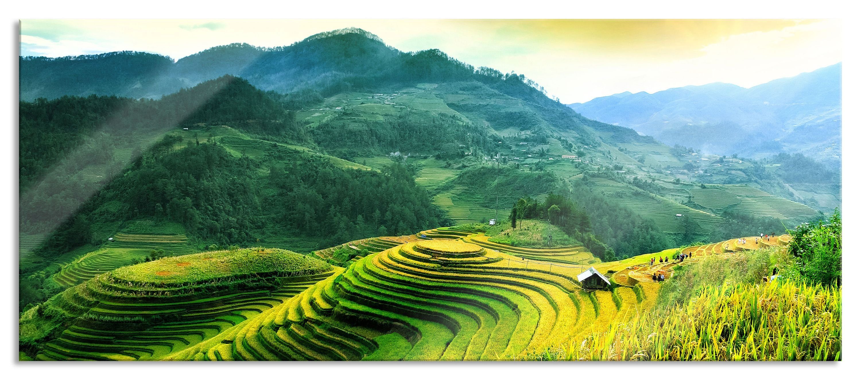 Pixxprint Glasbild Reisfelder in Vietnam, St), Echtglas, Vietnam in und Reisfelder Abstandshalter inkl. (1 Aufhängungen Glasbild aus