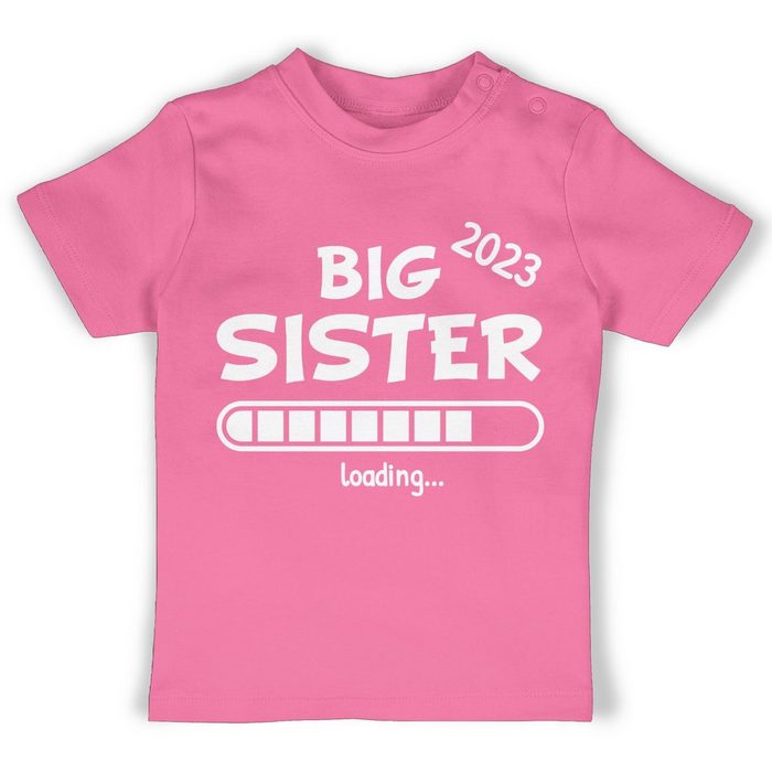 Shirtracer T-Shirt Big Sister loading 2023 - Geschwister Bruder und Schwester - Baby T-Shirt kurzarm mädchen sprüche tshirt pink - shirt kleine schwester baby - sister