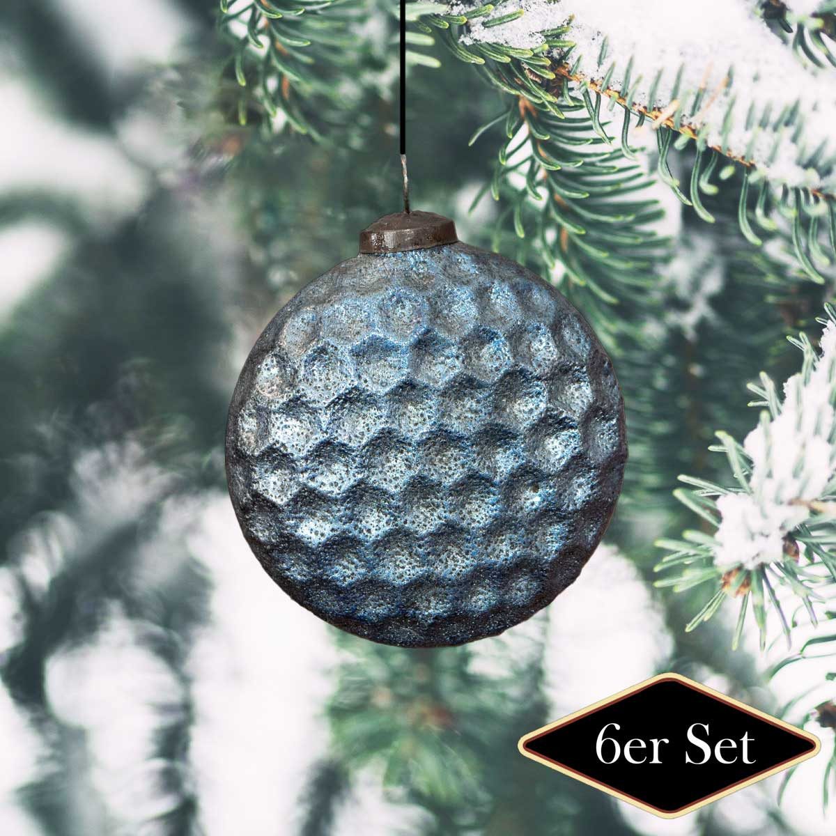 Antikas Weihnachtsfigur Christbaumkugeln, oval, Blau, Weihnachten, 6er Set günstig online kaufen