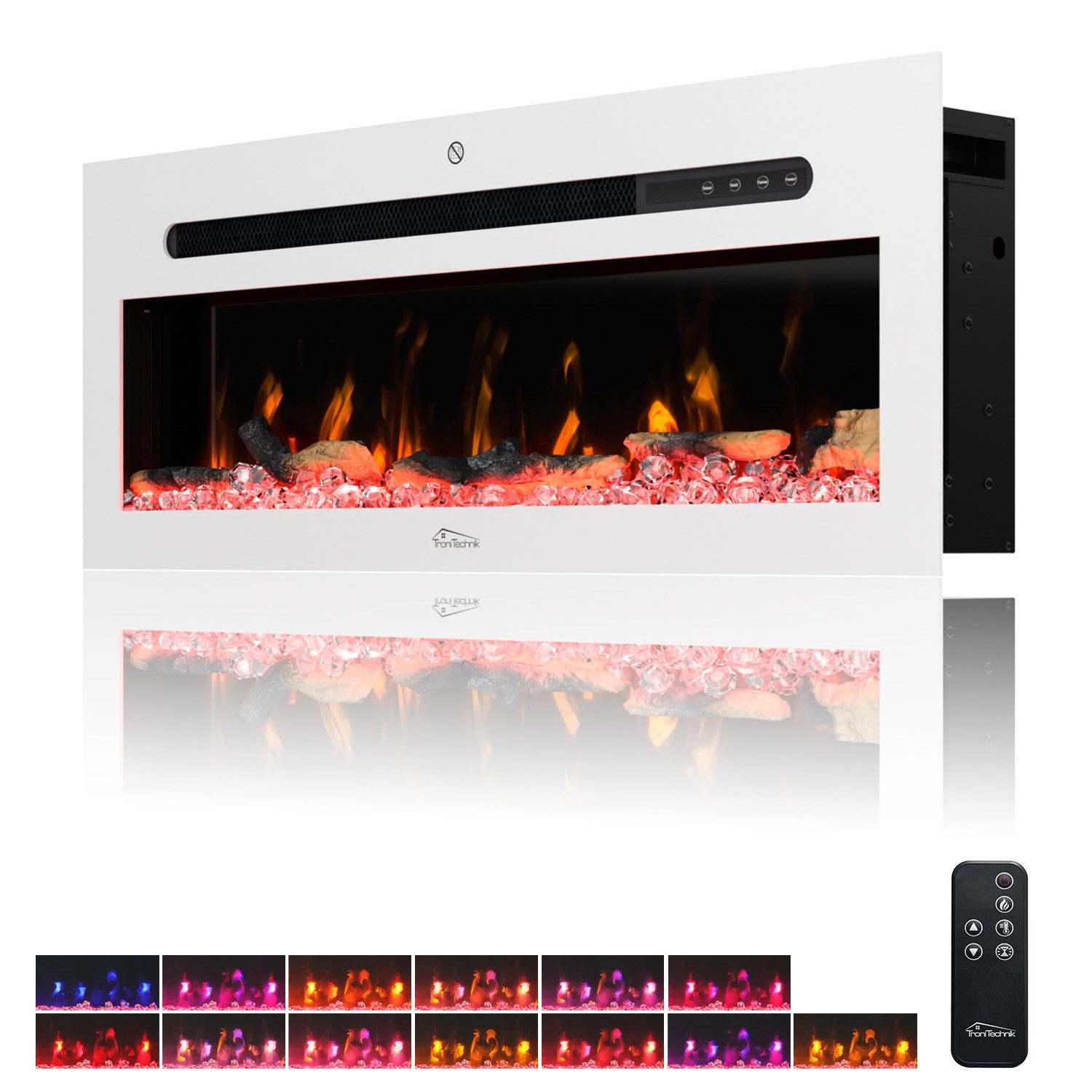 TroniTechnik Elektrokamin Wandkamin elektrisch 900/1800W, LED Flammeneffekt günstig online kaufen