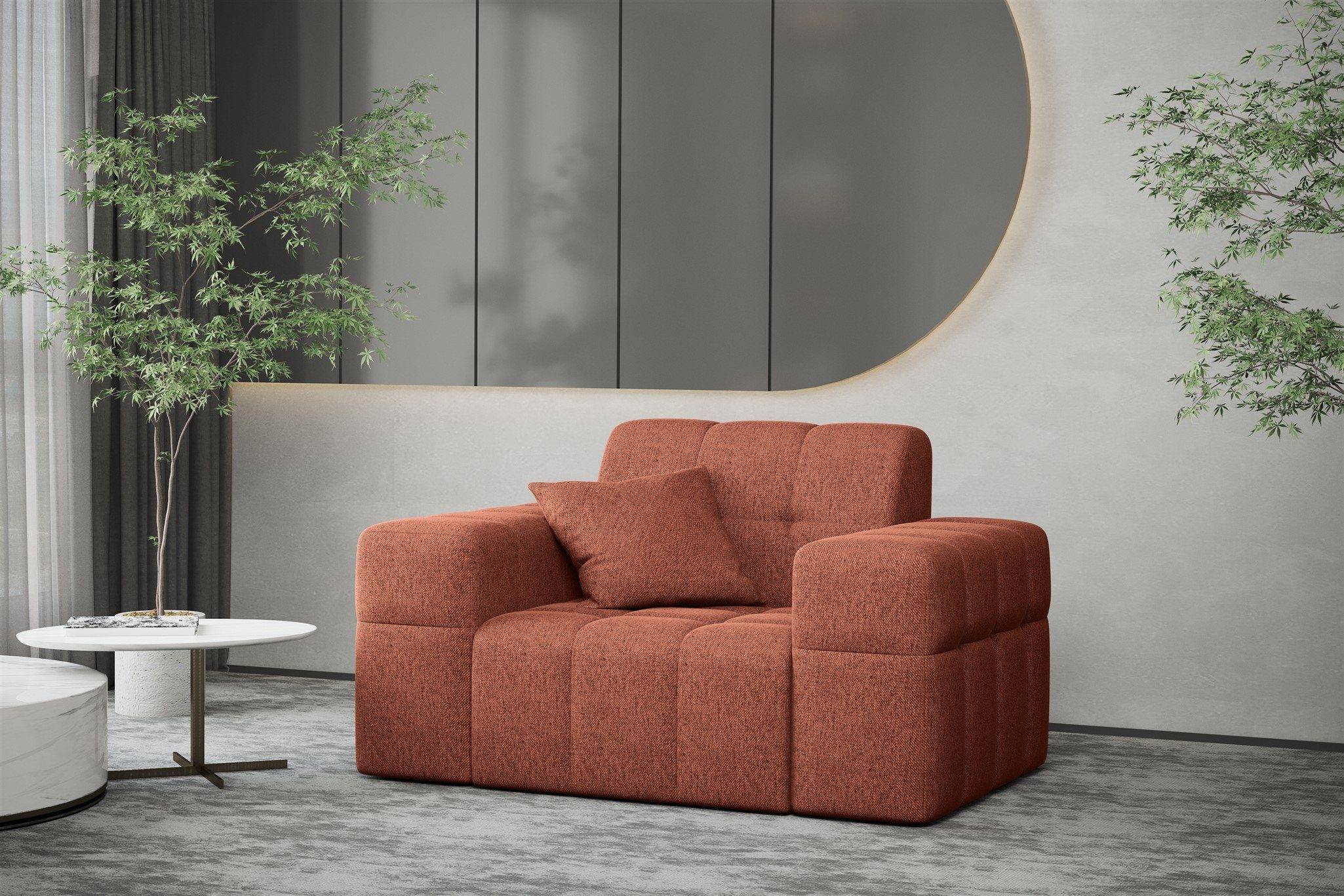 Fun Möbel Sessel Sessel Designersessel NANCY in Stoff Neve, Rundumbezug