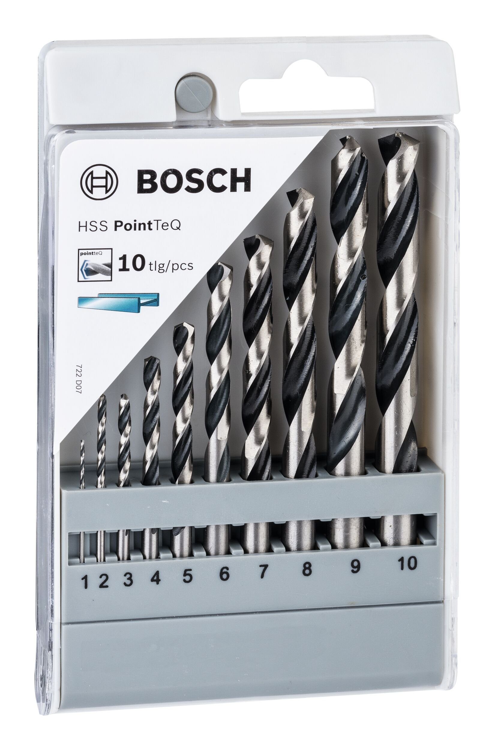 10-teilig - Metallbohrer, BOSCH HSS-Set PointTeQ Metallspiralbohrer-Set