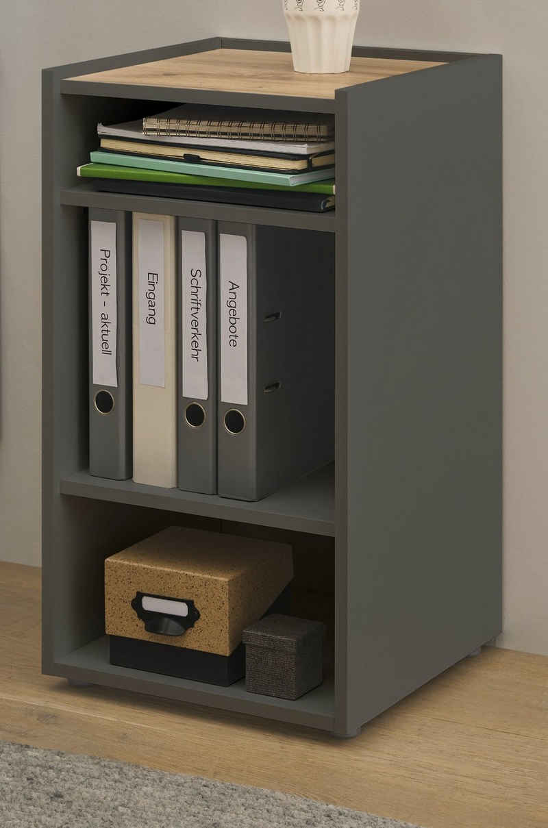Furn.Design Container Center (Büroregal in grau matt mit Wotan Eiche, 40 x 70 cm) Schreibtischhöhe