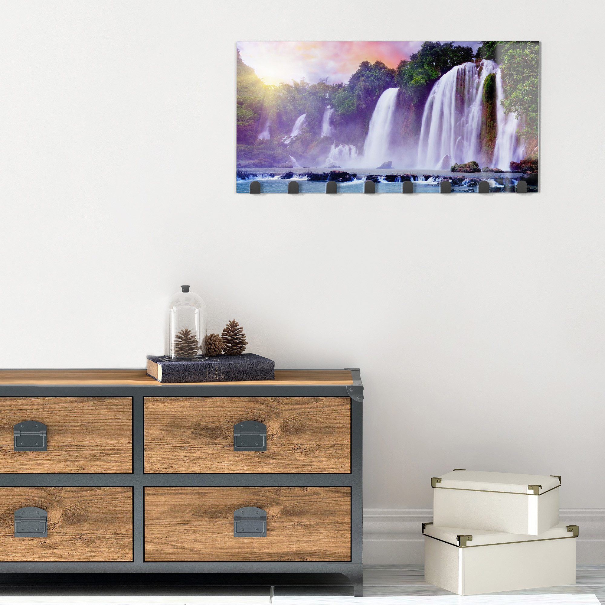 DEQORI Kleiderhaken 'Flüssiges Gold', Glas Garderobe Paneel magnetisch beschreibbar