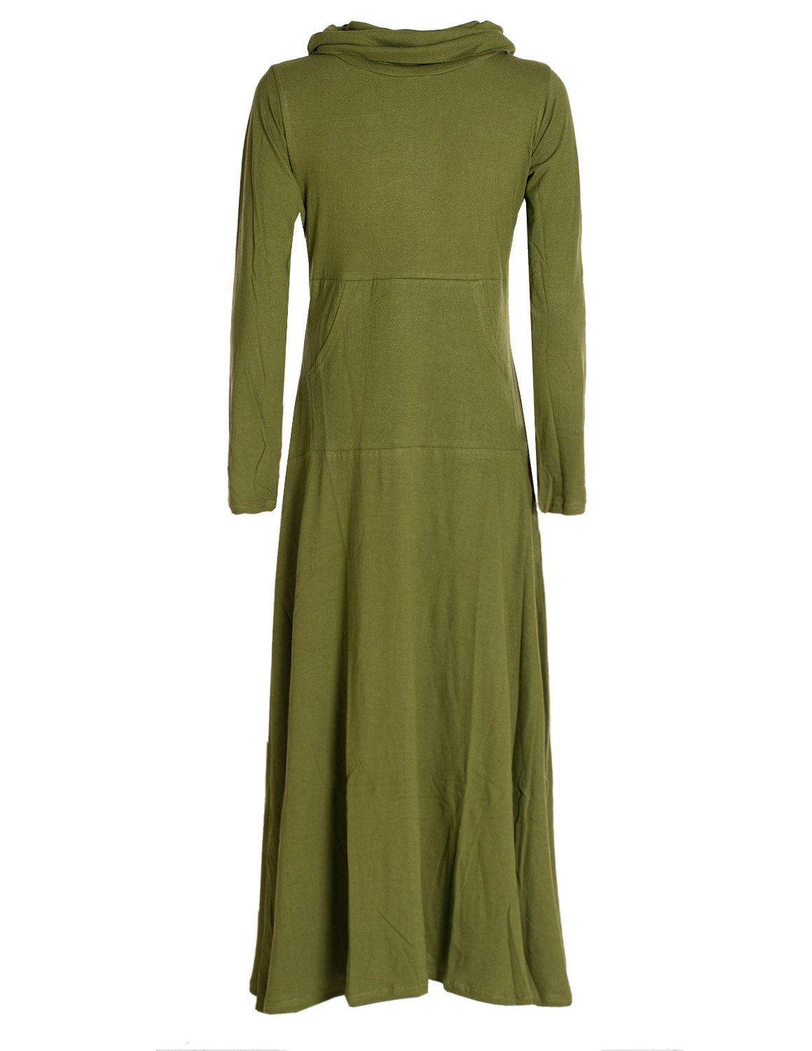 Vishes Maxikleid Damen Maxi-Kleid Baumwolle Casual Rollkragen mit Tasche Alternative Bekleidung, Ethno, Hippie, Retro Style – Bild 2 von 5