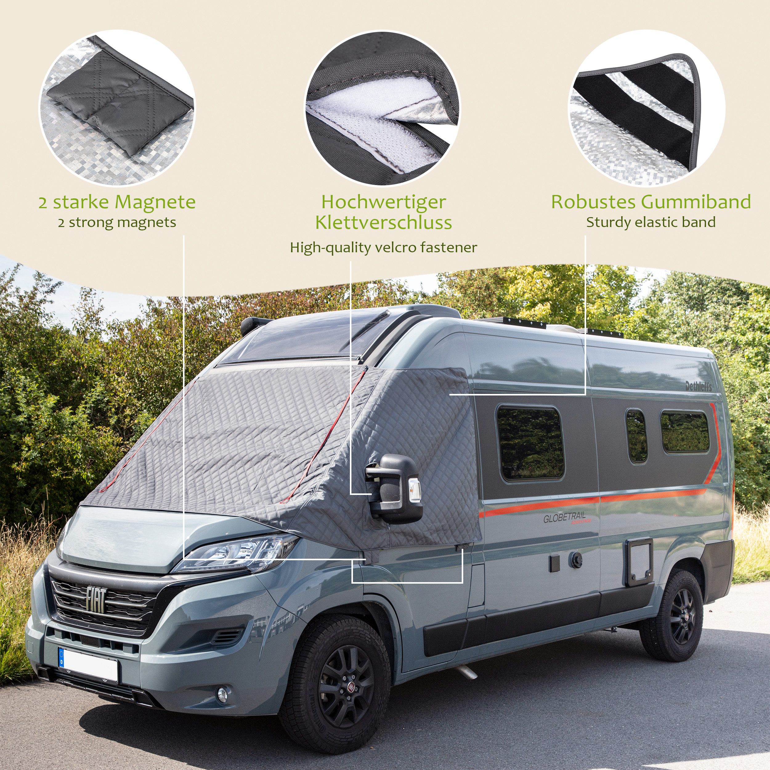 ONVAYA Wohnmobilschutzhülle ǀFrontscheibenabdeckung für Fiat Ducato X290 ab 2014