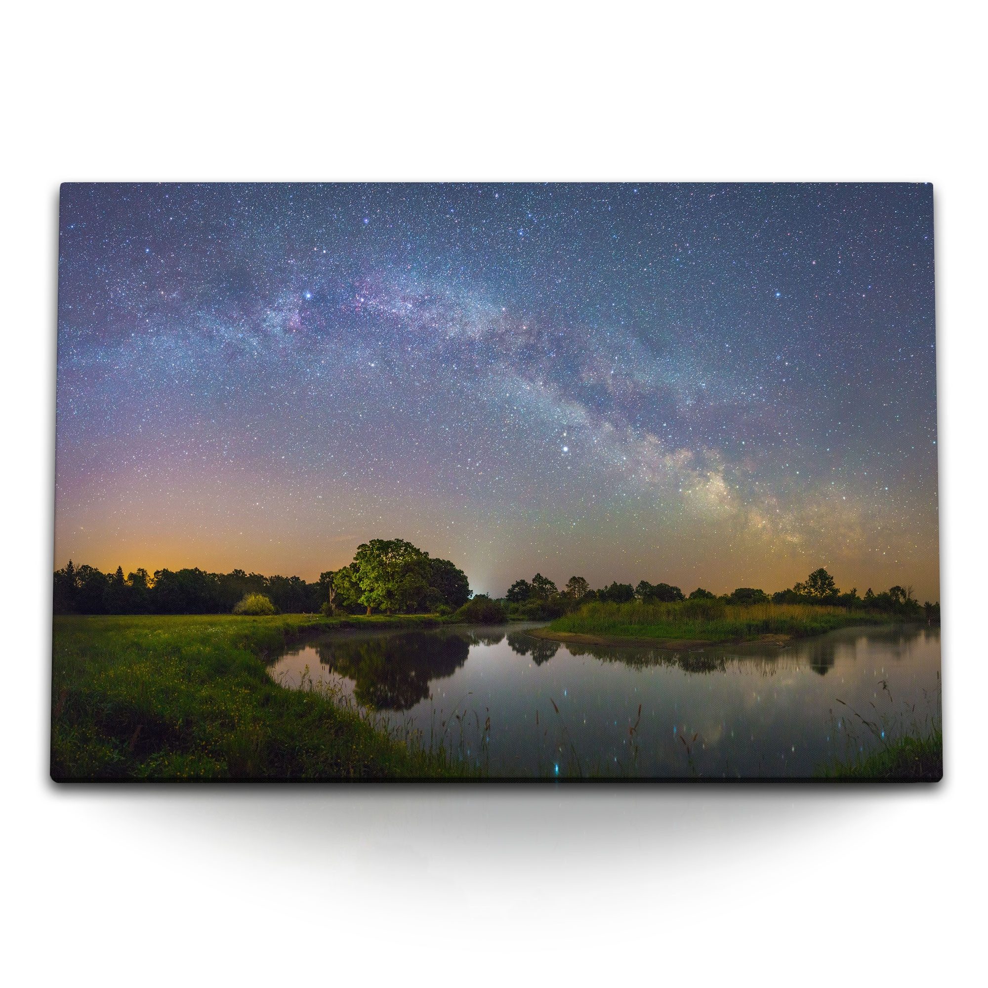 Leinwandbild 120x80cm Wandbild auf Leinwand Sternenhimmel Milchstraße Sterne Nacht