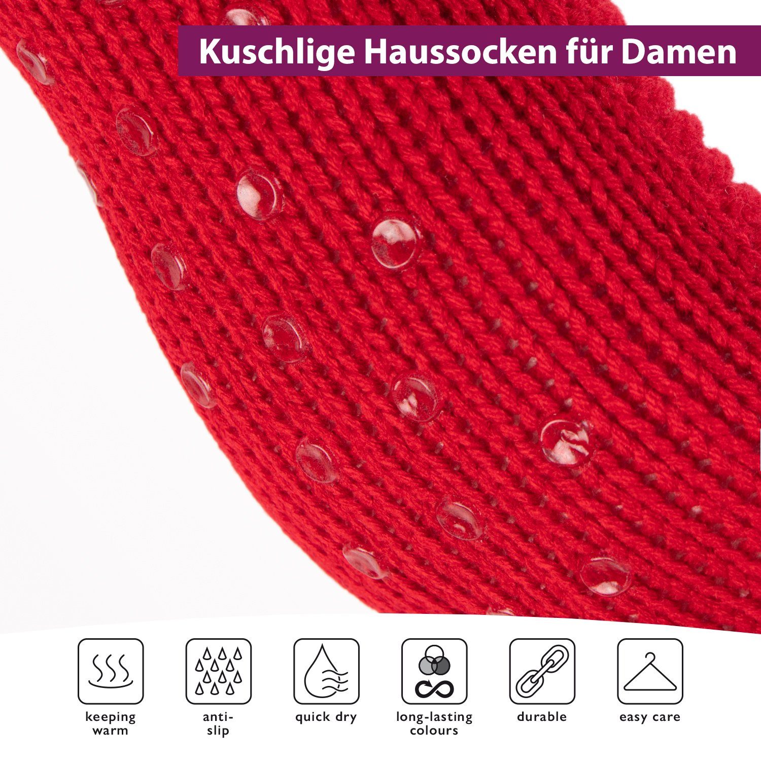 Footstar ABS-Socken Damen weiche Winter Socken Stoppersocken ABS – Bild 4 von 4