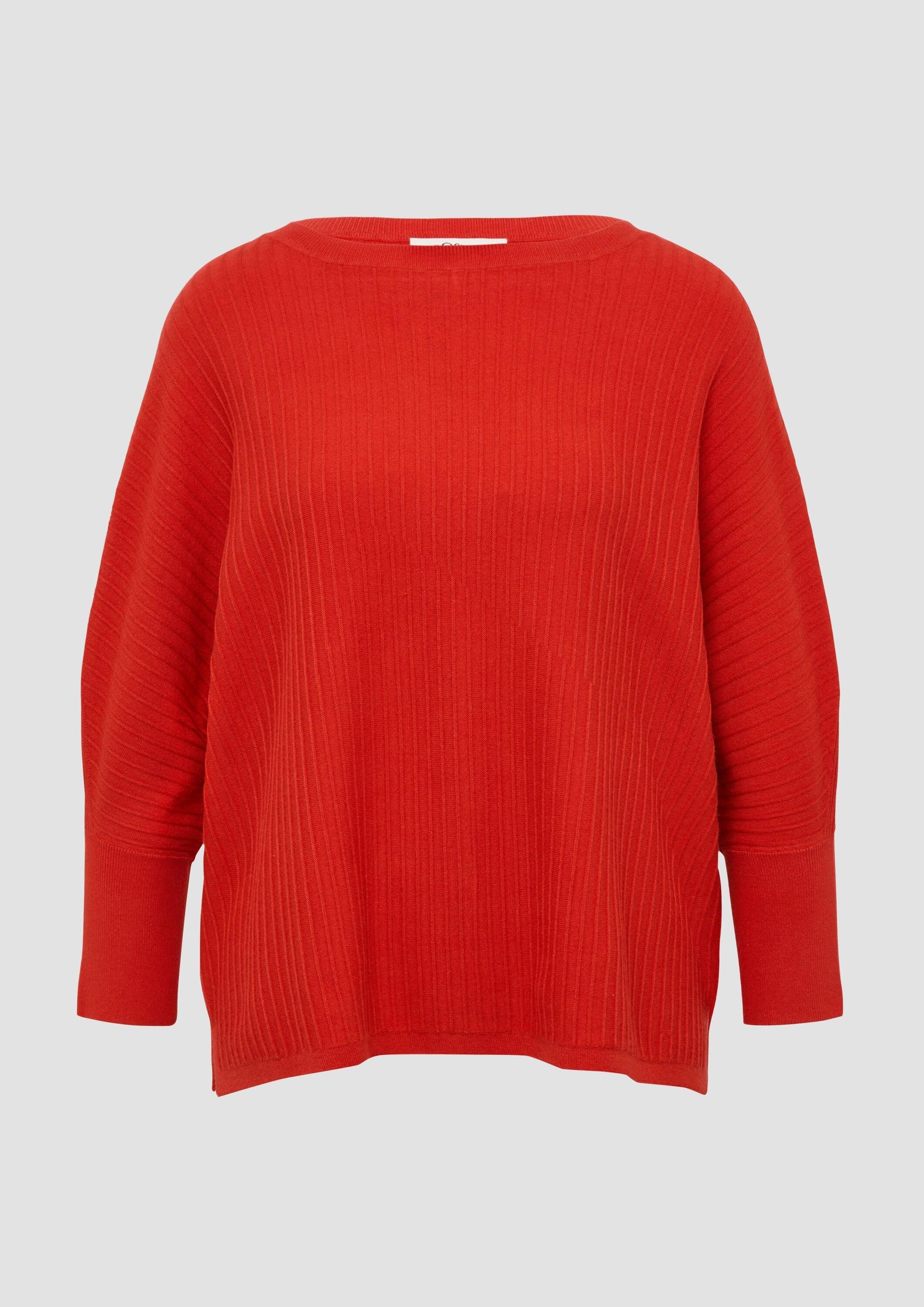 s.Oliver 3/4 Arm-Pullover Strickpullover Weicher Pullover mit Struktur und 3/4-Fledermausärmeln