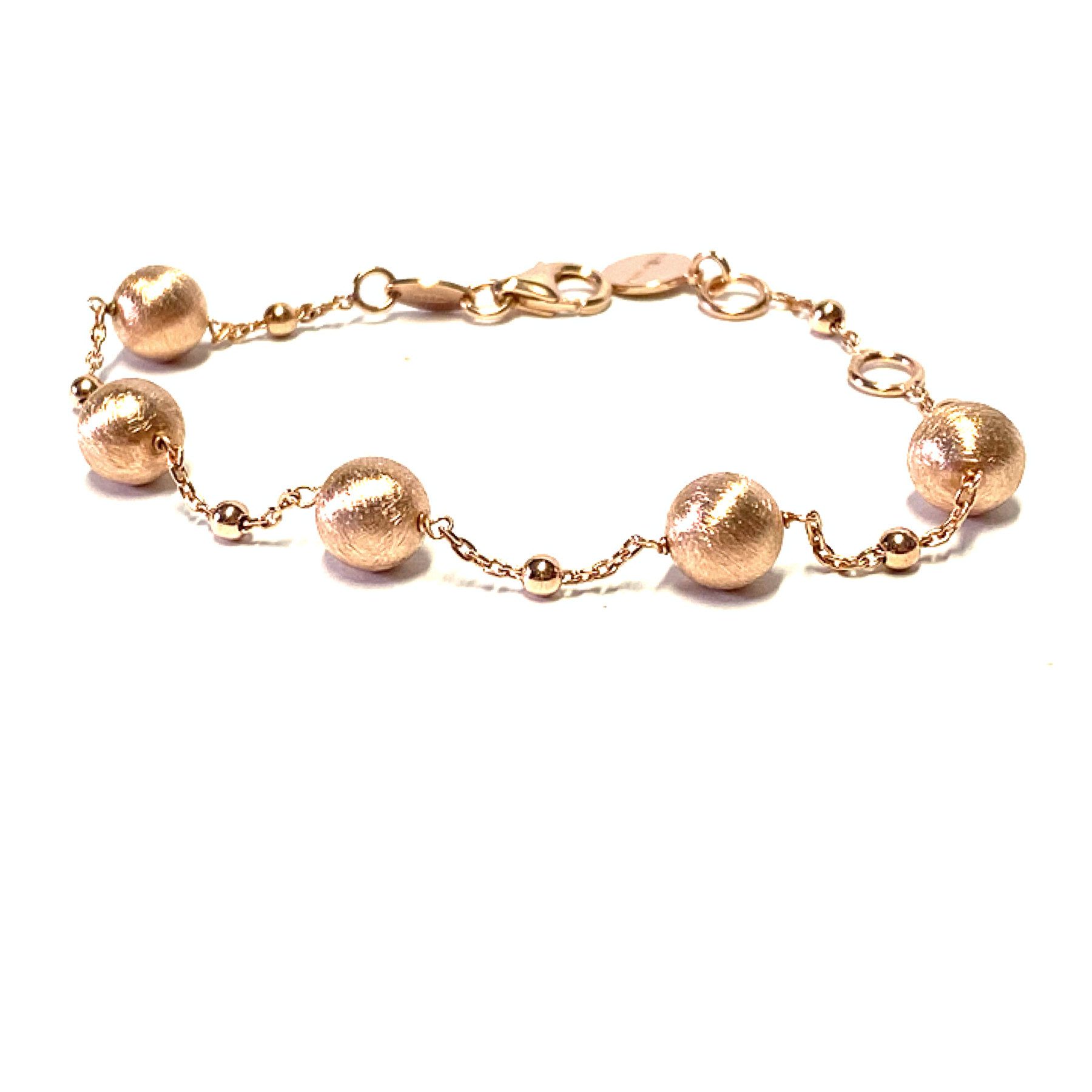 Edelschmiede925 Silberarmband Kugelcollier 925 Sterling Silber rhod und vergoldet matt 2reihig