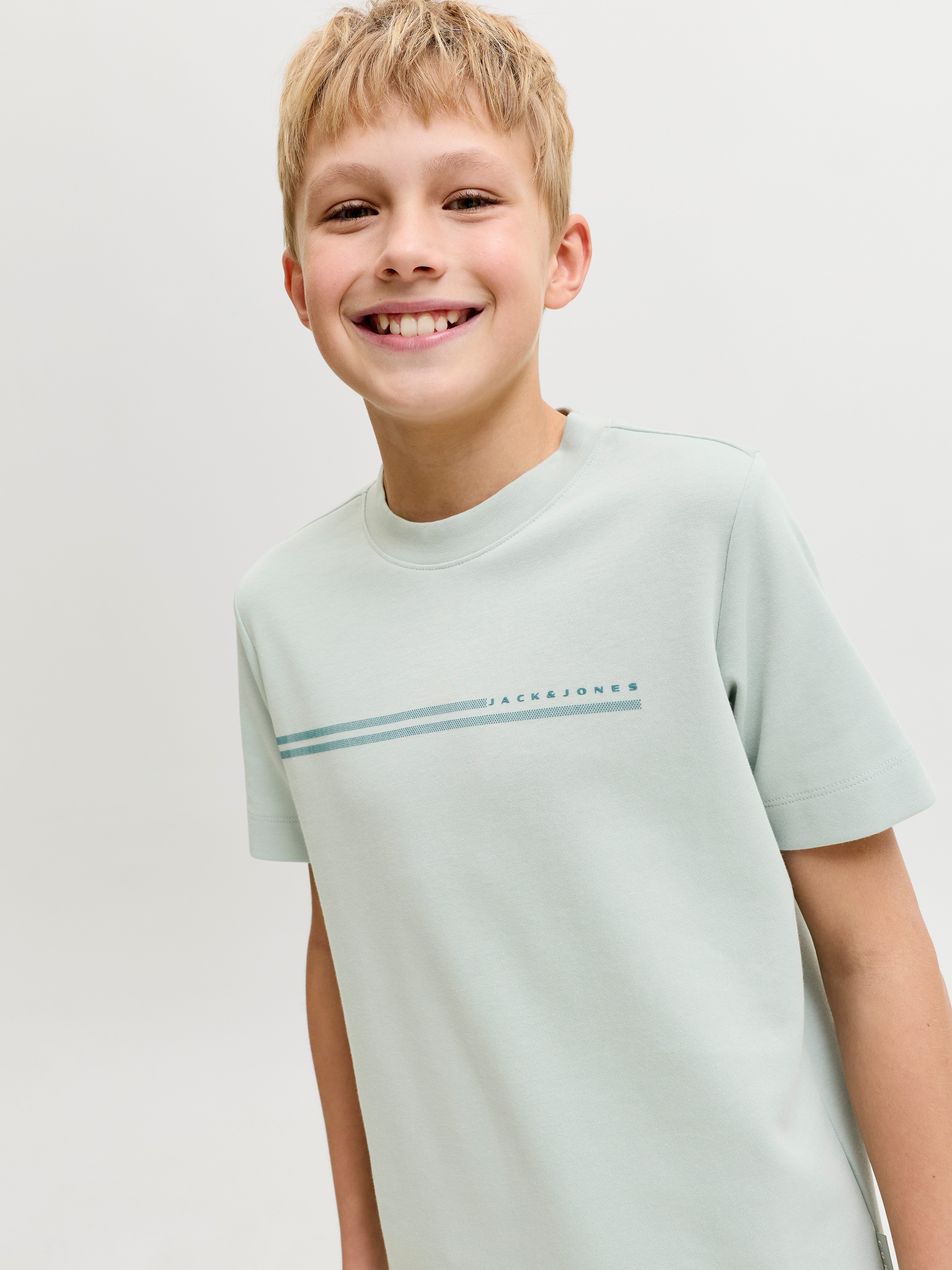 Jack & Jones Junior T-Shirt JCOFUSION CHEST BRAND TEE SS CN JNR Materialmix, regular Fit, Kurzarm – Bild 2 von 5