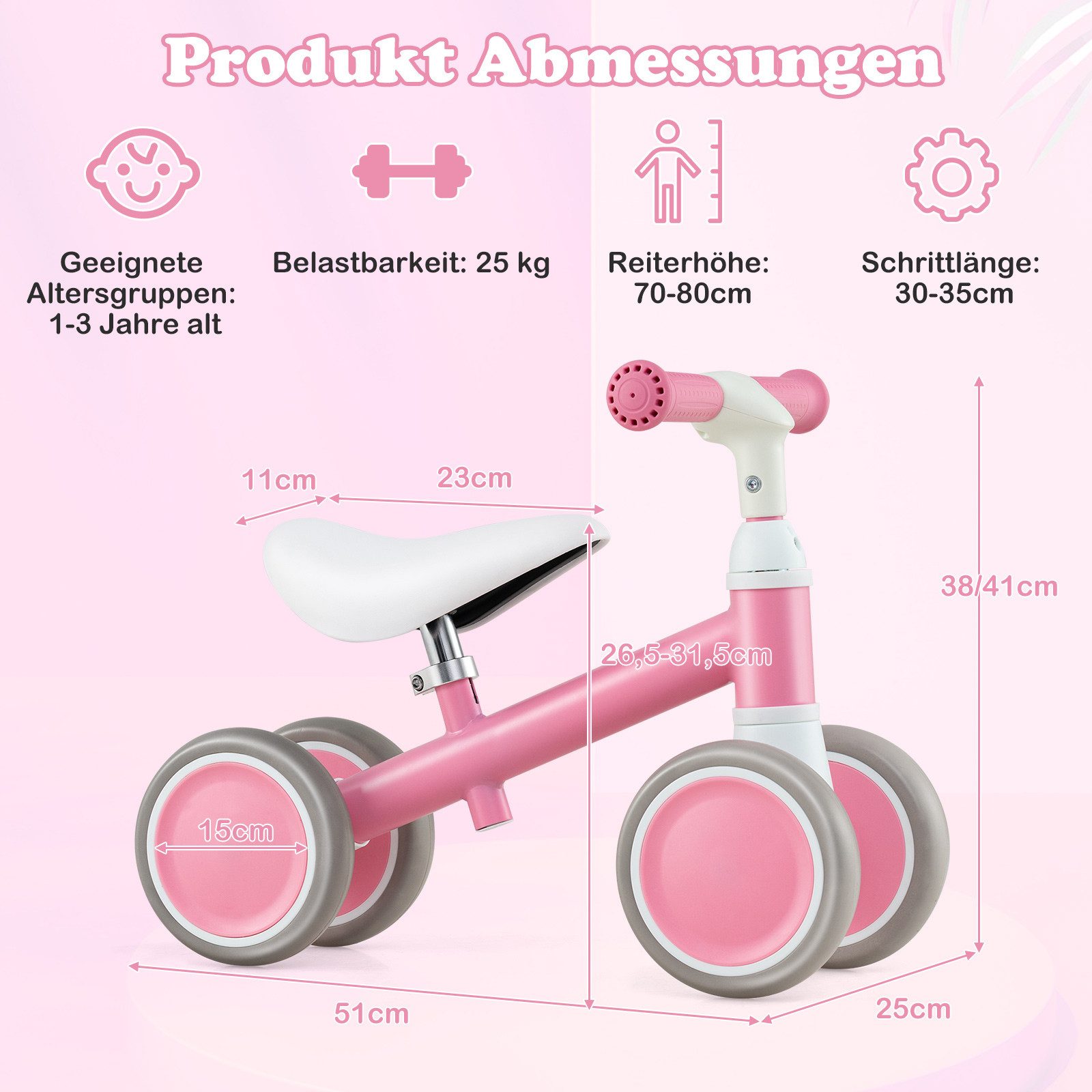 COSTWAY Laufrad, Lauflernrad, Baby Spielzeug, Rutschrad, ab 1 Jahr günstig online kaufen